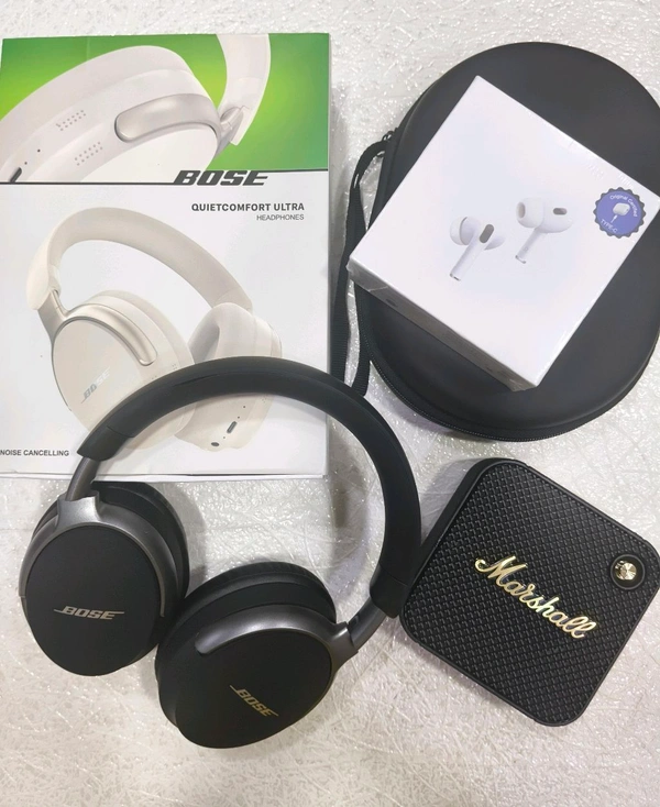 Bose HEADPHONES  ➕  Carry Bag ➕ Airpods  ➕ MARSHALL Speaker 🌟