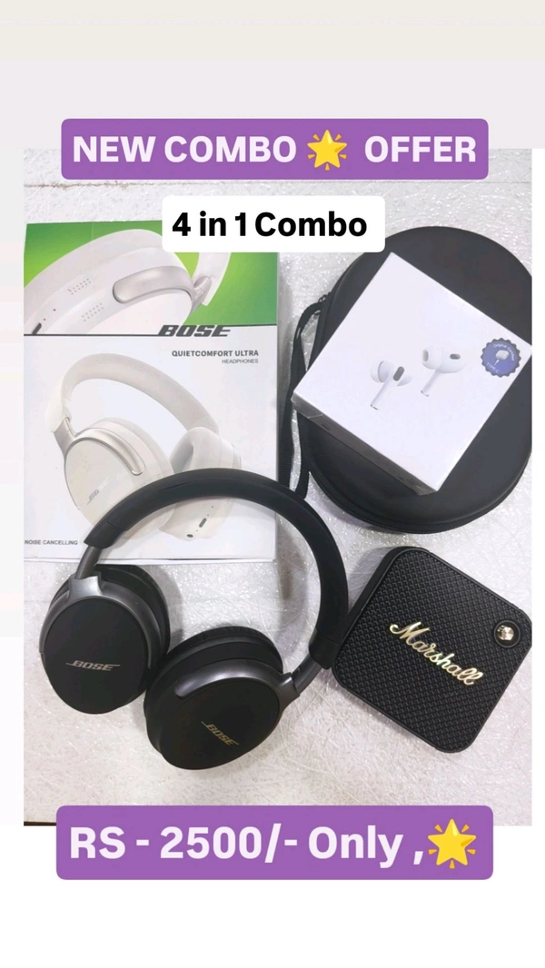 Bose HEADPHONES  ➕  Carry Bag ➕ Airpods  ➕ MARSHALL Speaker 🌟
