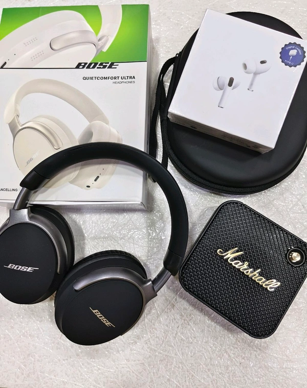 Bose HEADPHONES  ➕  Carry Bag ➕ Airpods  ➕ MARSHALL Speaker 🌟