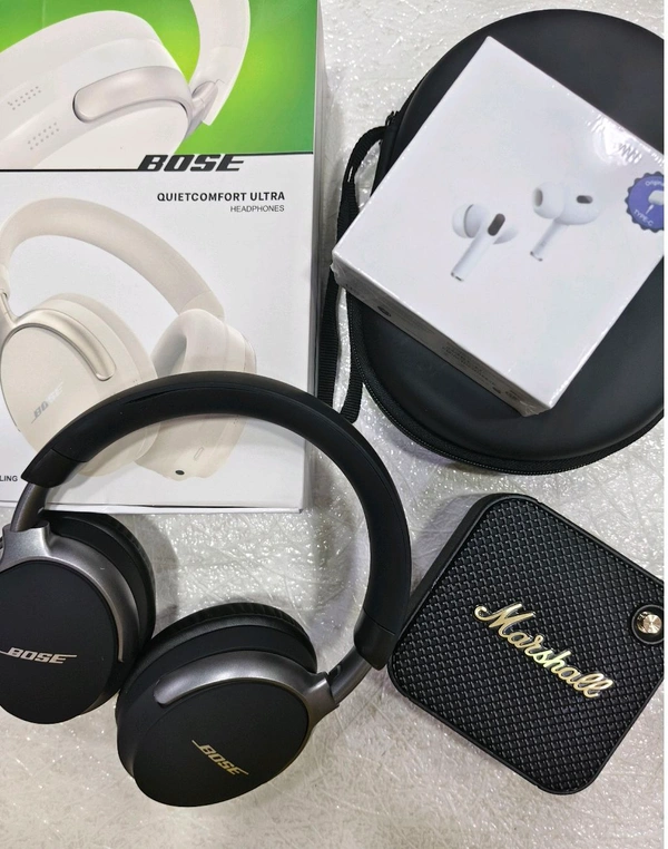 Bose HEADPHONES  ➕  Carry Bag ➕ Airpods  ➕ MARSHALL Speaker 🌟