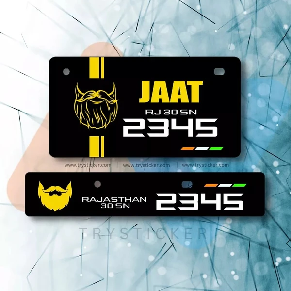 Premium Jaat Number Plate ( Jaat Lovers ) - Bike, Front Side + Back Side