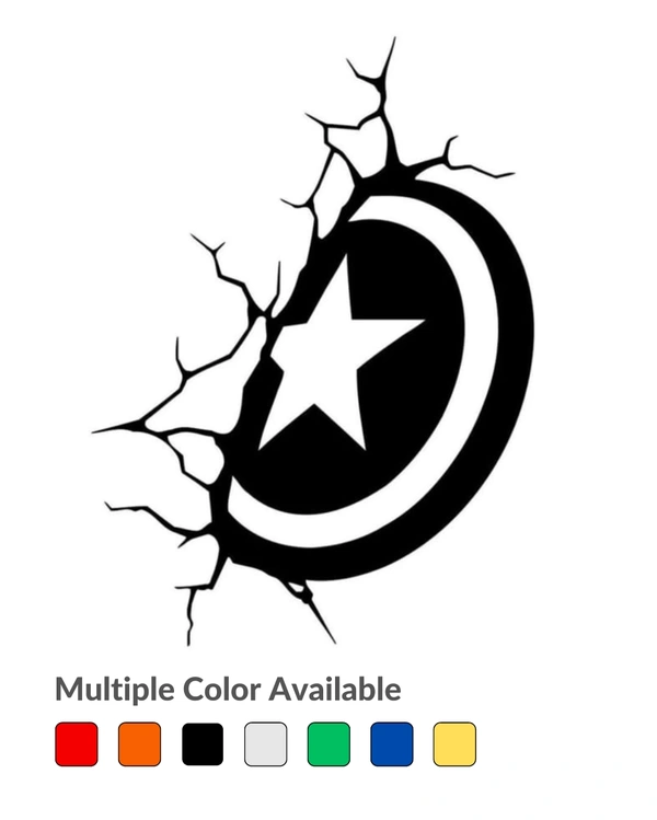 Avengers Captain America Stylish Creative Vinyl Radium Sticker - 10cm X 10cm, Red