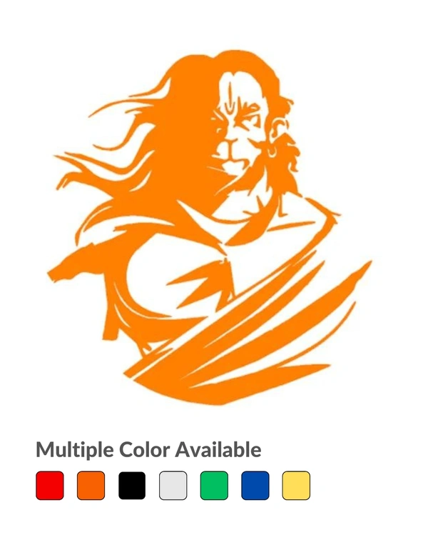 Bajarang Bali Creative Vector Style Vinyl Radium Sticker / Hanuman Ji - Between 35cm - 50cm, Black