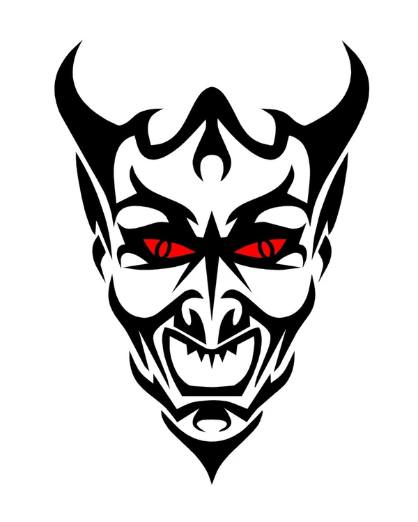 Devil face Creative Vinyl Radium Sticker - 30cm X 30cm