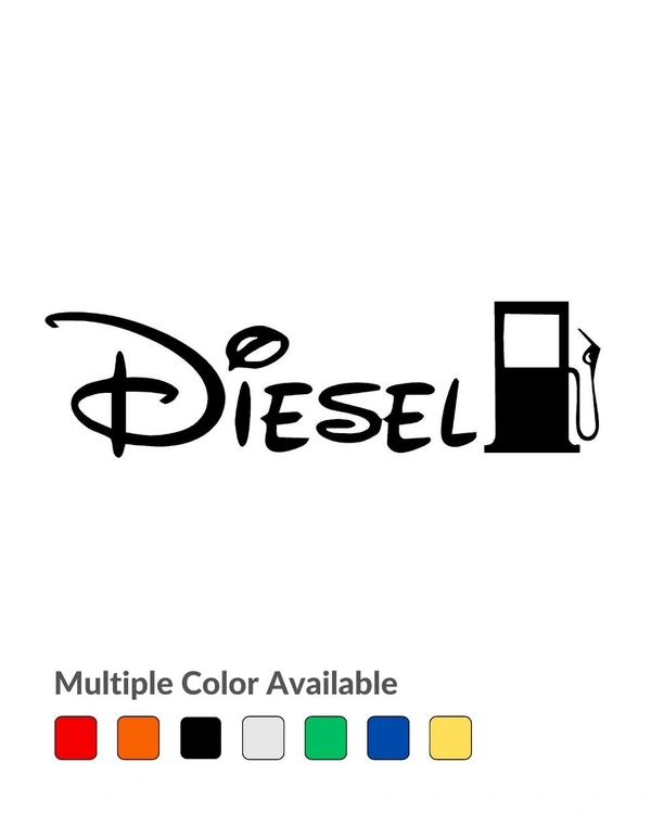 Diesel Stylish Creative Vinyl Radium Sticker - 11cm X 7cm, White