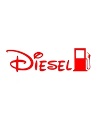 Diesel Stylish Creative Vinyl Radium Sticker - 11cm X 7cm, White