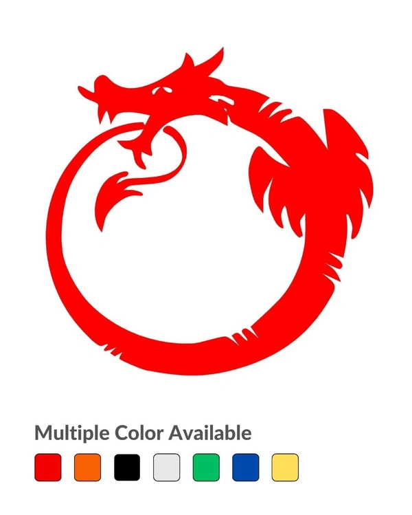 Dragon Stylish Creative Vinyl Radium Sticker - 10cm X 10cm ( Best for Bikes ), Red
