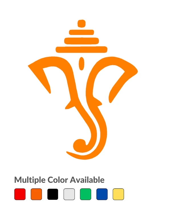 Ganesh Ji Stylish Creative Vinyl Radium Sticker / Ganpati - 15cm X 15cm, Yellow