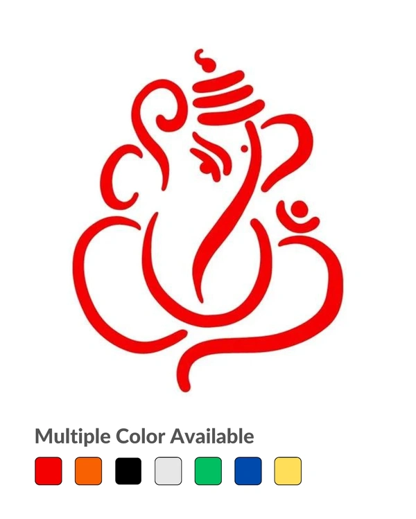 Ganesh Ji Stylish Creative Vinyl Radium Sticker - 20cm X 20cm, Green
