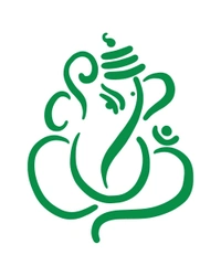 Ganesh Ji Stylish Creative Vinyl Radium Sticker - 20cm X 20cm, Green
