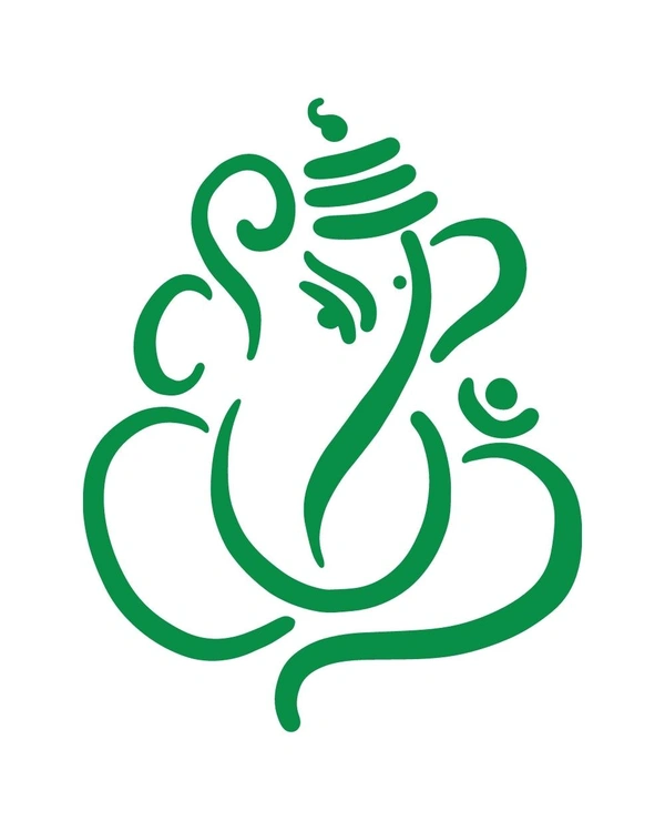 Ganesh Ji Stylish Creative Vinyl Radium Sticker - 20cm X 20cm, Green