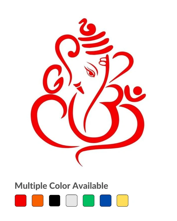 Ganesh Ji Stylish Creative Vinyl Radium Sticker - 25cm X 25cm, Black