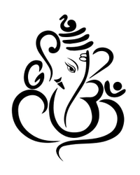 Ganesh Ji Stylish Creative Vinyl Radium Sticker - 25cm X 25cm, Black