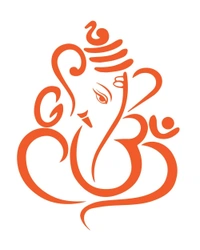 Ganesh Ji Stylish Creative Vinyl Radium Sticker - 25cm X 25cm, Black