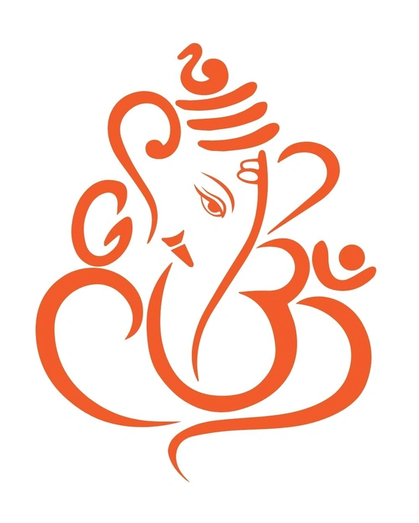 Ganesh Ji Stylish Creative Vinyl Radium Sticker - 25cm X 25cm, Black