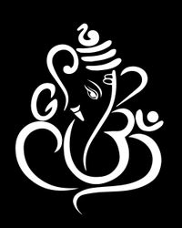 Ganesh Ji Stylish Creative Vinyl Radium Sticker - 25cm X 25cm, Black