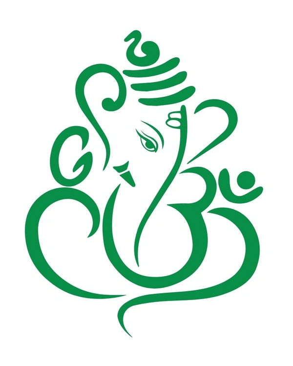 Ganesh Ji Stylish Creative Vinyl Radium Sticker - 25cm X 25cm, Black