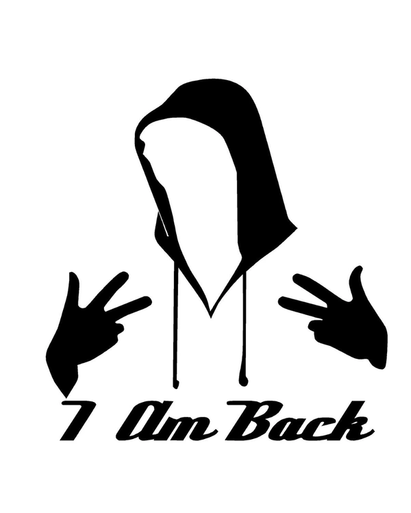I am back Stylish Creative Vinyl Radium Sticker - 15cm X 15cm, Blue