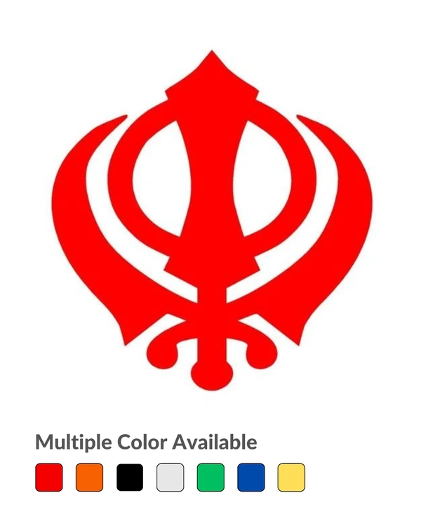 Khanda Vinyl Radium Sticker / Sikh God - 30cm X 30cm, Red