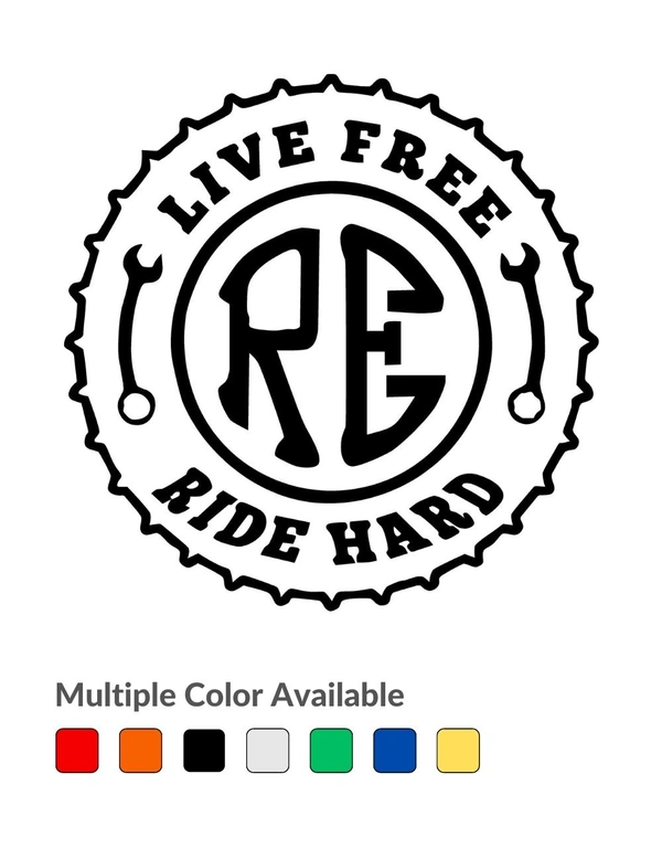 Live Free , Ride Hard Stylish Creative Vinyl Radium Sticker - Blue