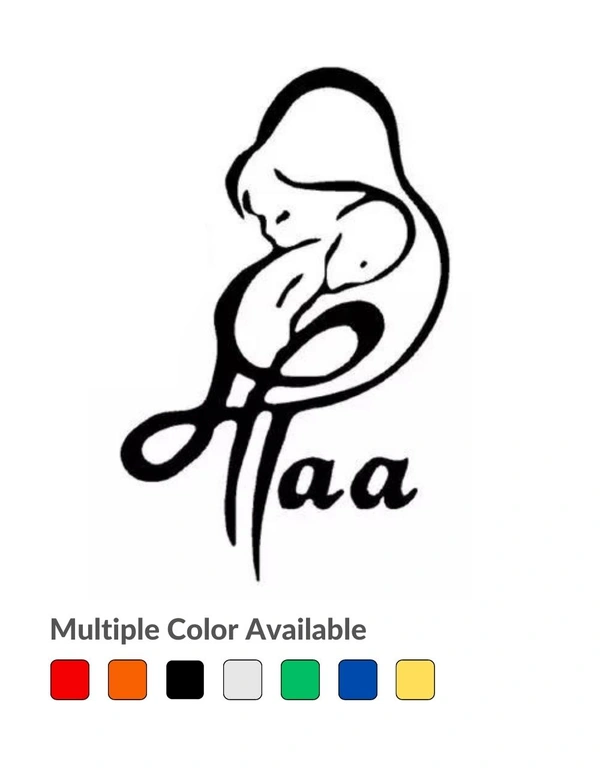 Maa Stylish Hindi Typography Vinyl Radium Sticker - 30cm X 30cm, Blue