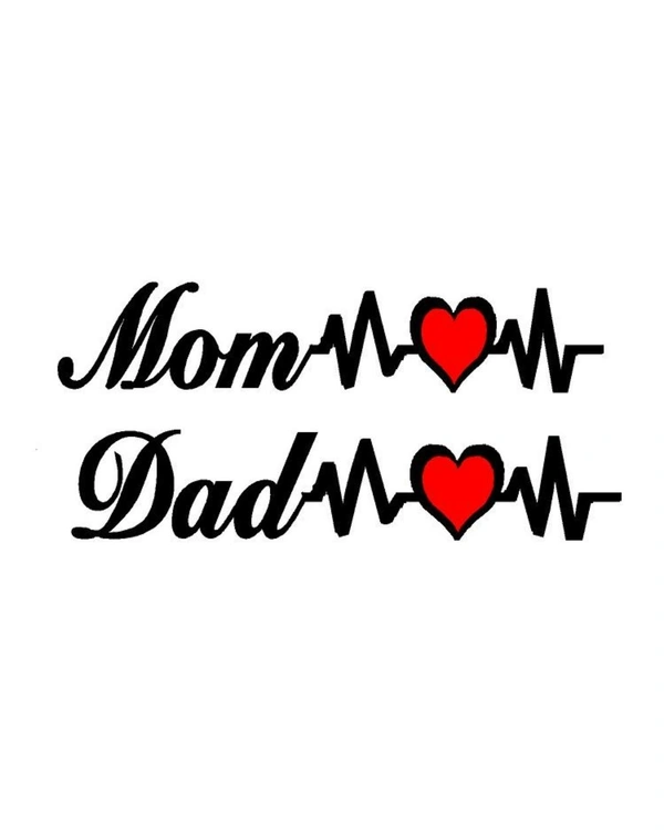 Mom Dad Stylish Creative Vinyl Radium Sticker - 20cm X 20cm, Red