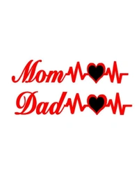 Mom Dad Stylish Creative Vinyl Radium Sticker - 20cm X 20cm, Red