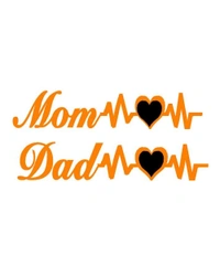 Mom Dad Stylish Creative Vinyl Radium Sticker - 20cm X 20cm, Red