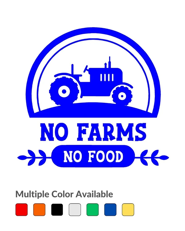 No Farms , No Food Stylish Creative Vinyl Radium Sticker - Between 35cm - 50cm, Orange