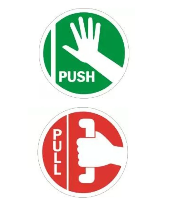 Push & Pull Creative Stylish Vinyl Radium Sticker with White Background - 25cm ( with White Background )