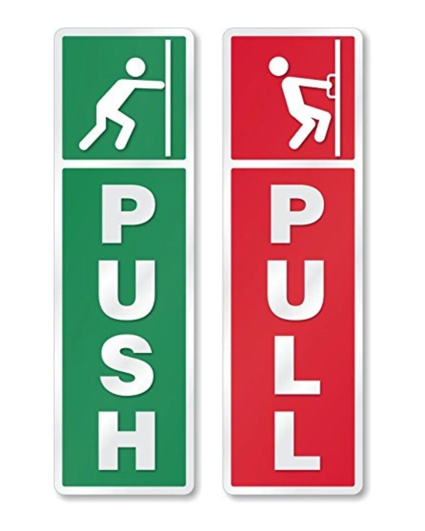 Push & Pull Creative Stylish Vinyl Radium Sticker with White Background - 12cm ( with White Background )