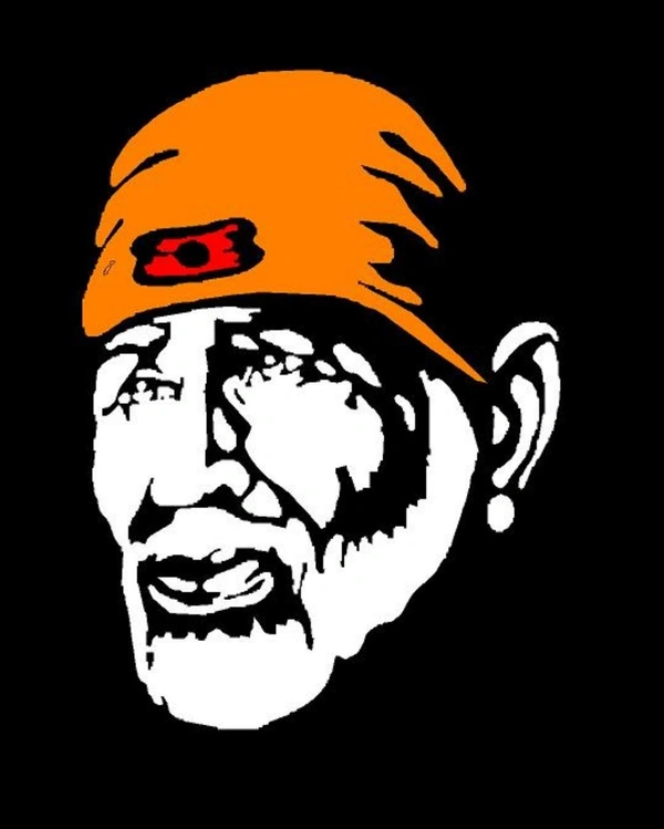 Sai Baba Creative Vinyl Radium Sticker ( Orange - White color ) - 35cm X 35cm