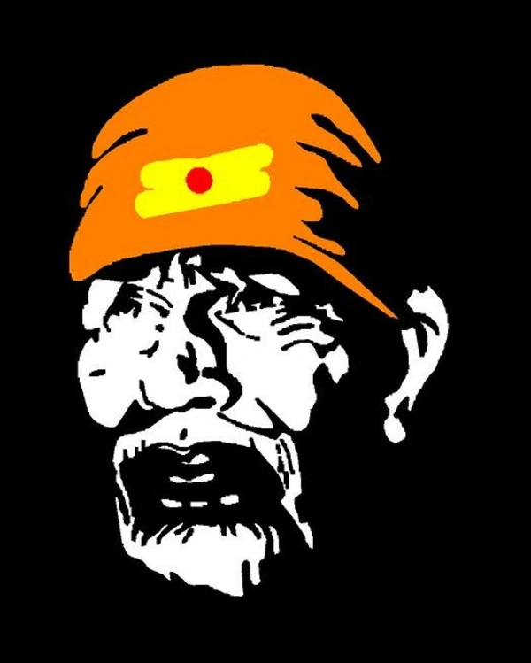 Sai Baba Creative Vinyl Radium Sticker ( Orange - White color ) - 15cm X 15cm