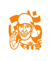 Sai Baba Stylish Creative Vinyl Radium Sticker / Om Sai - 10cm X 10cm ( Best for Bikes ), Blue