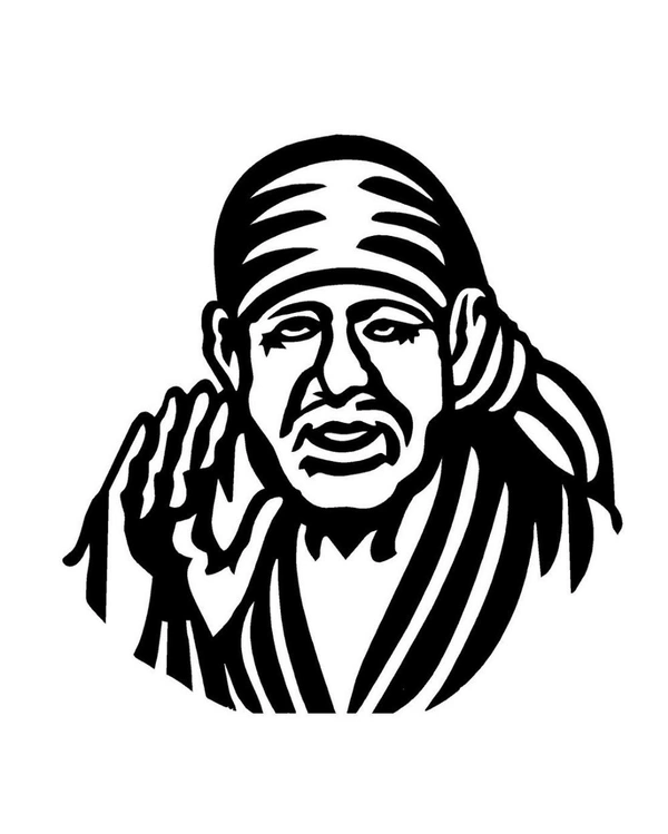 Sai Baba Vinyl Radium Sticker - 30cm X 30cm, Red