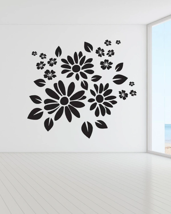 Wall Stylish Creative Vinyl Radium Sticker ( Flowers ) - 30cm X 30cm, Black