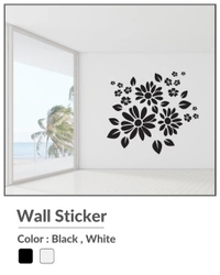 Wall Stylish Creative Vinyl Radium Sticker ( Flowers ) - 30cm X 30cm, Black