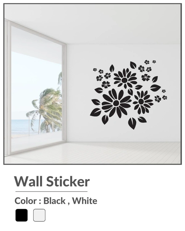Wall Stylish Creative Vinyl Radium Sticker ( Flowers ) - 30cm X 30cm, Black