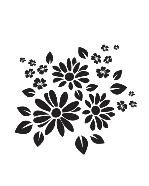 Wall Stylish Creative Vinyl Radium Sticker ( Flowers ) - 30cm X 30cm, Black