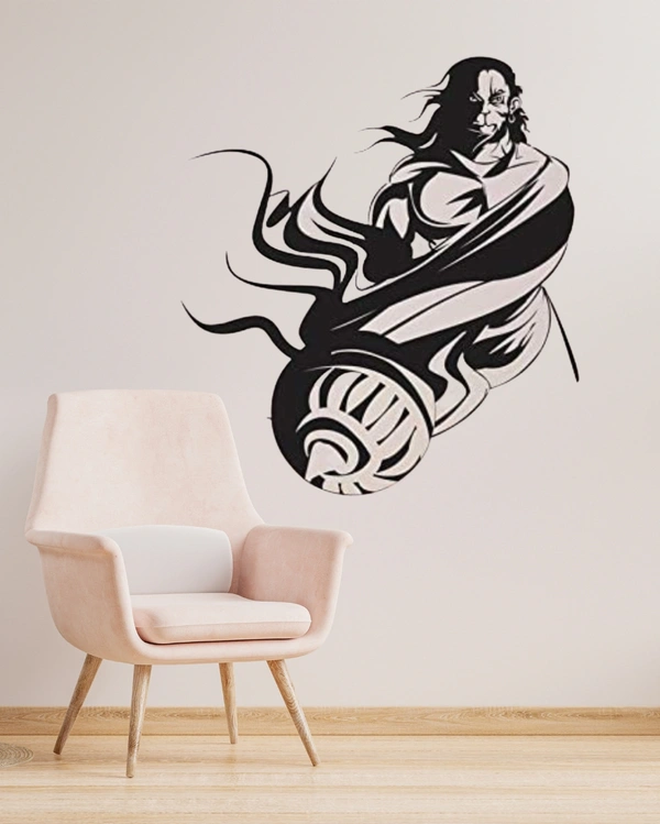 Wall Stylish Creative Vinyl Radium Sticker ( Hanuman Ji / Bajarang Bali ) - 60cm X 60cm, White