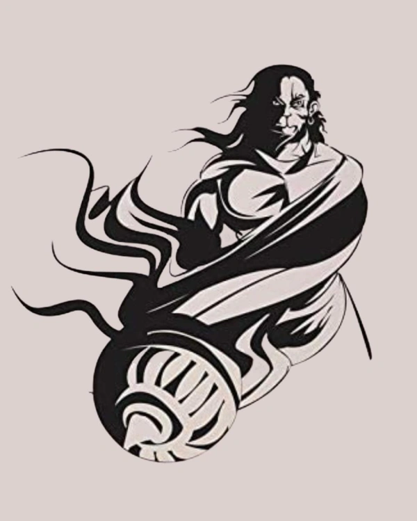 Wall Stylish Creative Vinyl Radium Sticker ( Hanuman Ji / Bajarang Bali ) - 60cm X 60cm, White