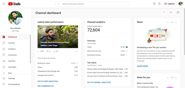 Monetize Channel ( Zain Vlogs ) 72k Subscriber