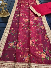 Kaali Fancy Soft Heavy Organza Saree With Beautiful Colour  - Green Leaf, Free