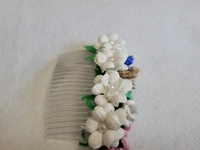 Side Combs With Handmade White Foam Flowers