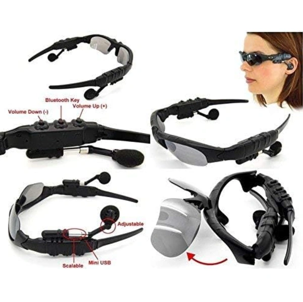 Wireless Sunglass Bluetooth Headset - Black Calling And Music