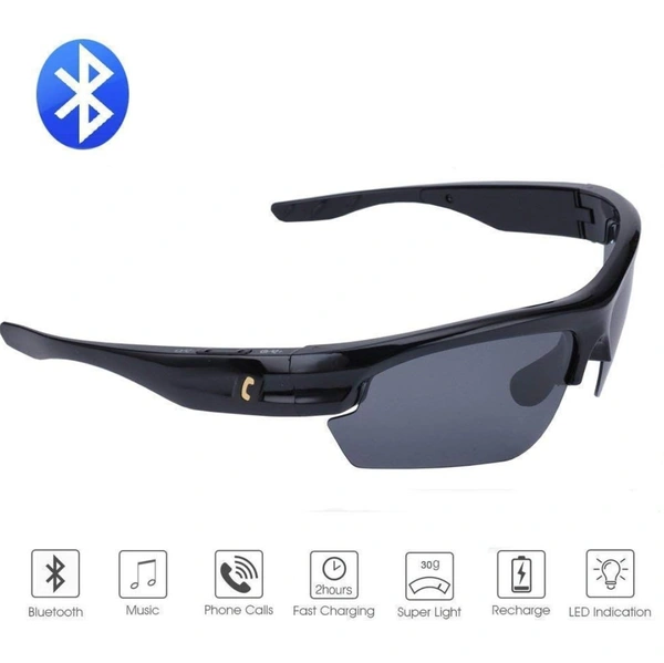 Wireless Sunglass Bluetooth Headset - Black Calling And Music