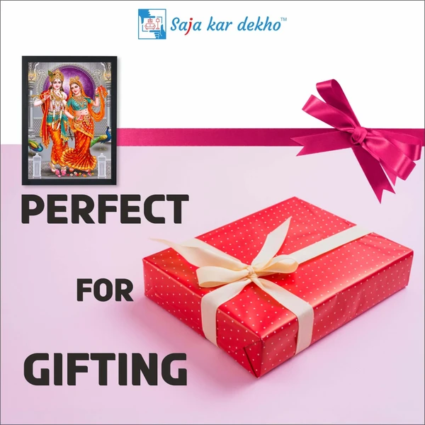 SAJA KAR DEKHO RADHA KRISHNA PHOTO High Quality Weather Resistant HD Wall Frame  | 18 x 12 inch | - 18 X 12 inch