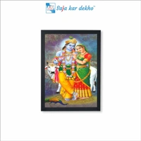 SAJA KAR DEKHO RADHA KRISHNA PHOTO High Quality Weather Resistant HD Wall Frame  | 18 x 12 inch | - 18 X 12 inch