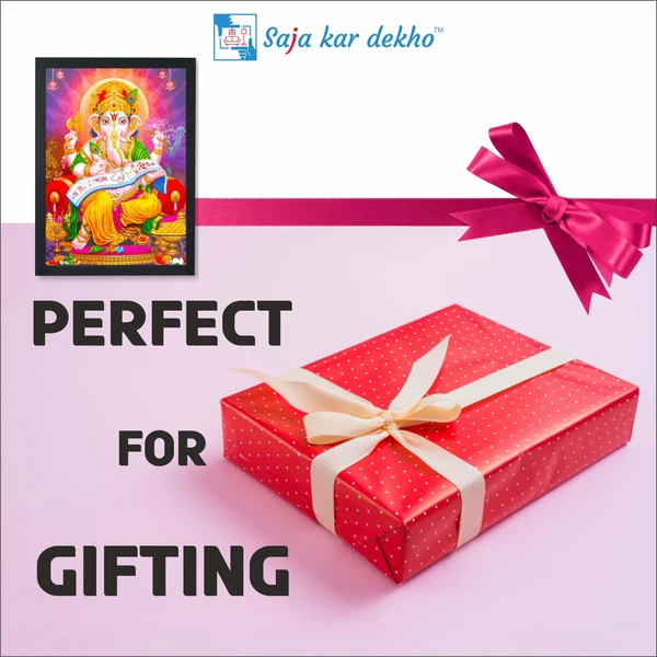 SAJA KAR DEKHO GANESH JI PHOTO High Quality Weather Resistant HD Wall Frame  | 18 x 12 inch |  - 18 X 12 inch