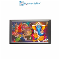 SAJA KAR DEKHO GANESH JI PHOTO High Quality Weather Resistant HD Wall Frame  | 18 x 12 inch |  - 18 X 12 inch